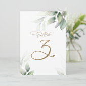 Eucalyptus Greenery Tabel 3 Weddenschap Kaart (Staand voorkant)