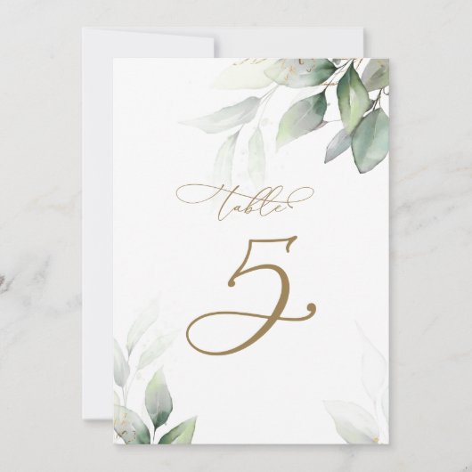 Eucalyptus Greenery Tabel 5 Weddenschap Kaart (Voorkant)