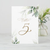Eucalyptus Greenery Tabel 5 Weddenschap Kaart (Staand voorkant)