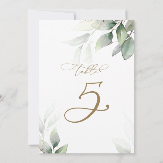 Eucalyptus Greenery Tabel 5 Weddenschap Kaart (Achterkant)