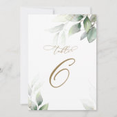 Eucalyptus Greenery Tabel 6 Wedstrijknummer Kaart (Voorkant)