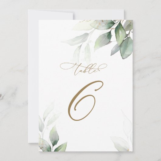 Eucalyptus Greenery Tabel 6 Wedstrijknummer Kaart (Voorkant)