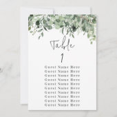 Eucalyptus Greenery Tabel Nummer 1 Zitkuur Kaart (Voorkant)