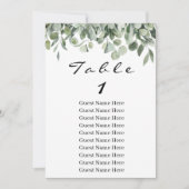 Eucalyptus Greenery Tabel Nummer 1 Zitkuur Kaart (Voorkant)