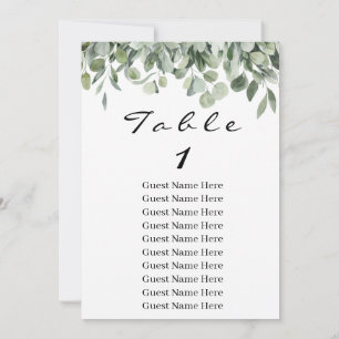 Eucalyptus Greenery Tabel Nummer 1 Zitkuur Kaart