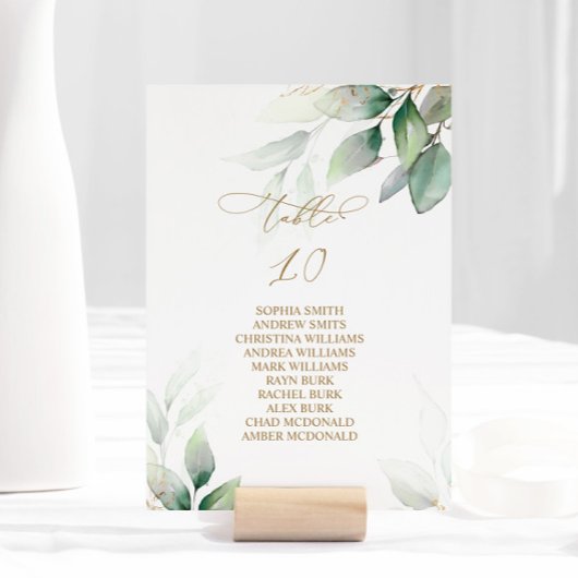 Eucalyptus Greenery Table Number 10 Seating Chart Kaart