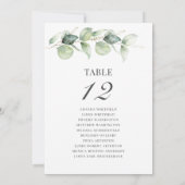 Eucalyptus Greenery Table Number 12 Seating Chart Kaart (Achterkant)