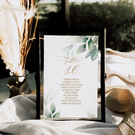 Eucalyptus Greenery Table Number 16 Seating Chart Kaart