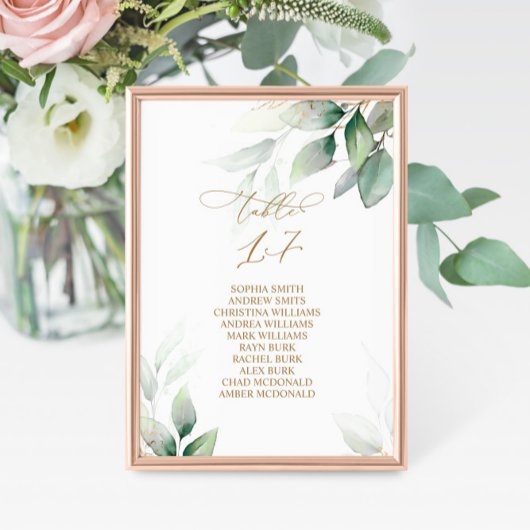 Eucalyptus Greenery Table Number 17 Seating Chart Kaart