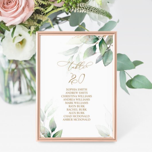 Eucalyptus Greenery Table Number 20 Seating Chart Kaart