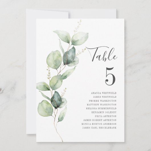 Eucalyptus Greenery Table Number 5 Weddenschap Aankondiging (Voorkant)