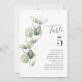 Eucalyptus Greenery Table Number 5 Weddenschap Aankondiging (Achterkant)