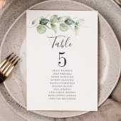 Eucalyptus Greenery Table Number 5 Weddenschap Kaart