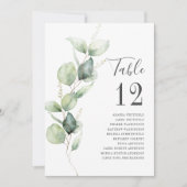 Eucalyptus Greenery Table Number Weddenschap Kaart (Voorkant)