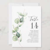Eucalyptus Greenery Table Number Weddenschap Kaart (Voorkant)