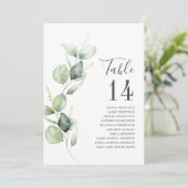 Eucalyptus Greenery Table Number Weddenschap Kaart (Staand voorkant)