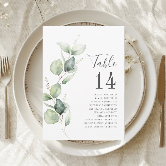 Eucalyptus Greenery Table Number Weddenschap Kaart