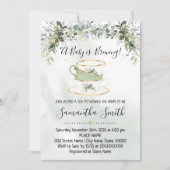 Eucalyptus greenery tea Baby shower-uitnodiging Feestdagenkaart (Voorkant)