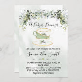 Eucalyptus greenery tea Baby shower-uitnodiging Feestdagenkaart (Voorkant / Achterkant)