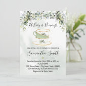 Eucalyptus greenery tea Baby shower-uitnodiging Feestdagenkaart (Staand voorkant)