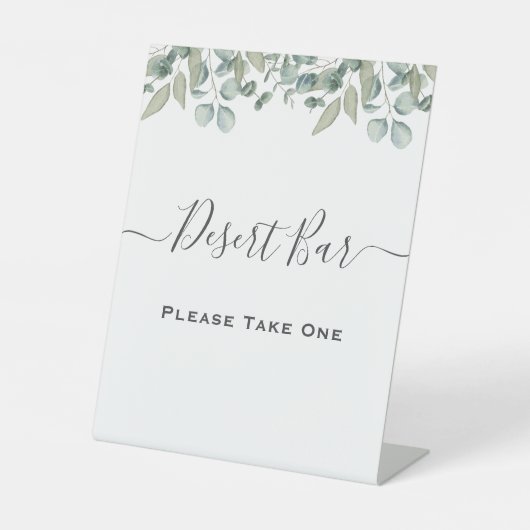 Eucalyptus Greenery Trouwdessert bar teken Reclamebord Met Voetstuk (Voorkant)