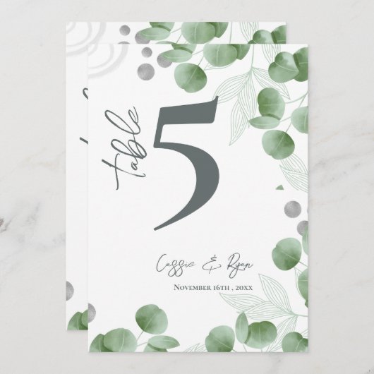 Eucalyptus Greenery Trouwfeest Tafelnummer (Voorkant / Achterkant)