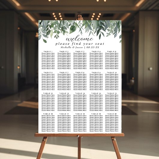 Eucalyptus Greenery Trouwstoel Grafiek 20 Tafel Poster