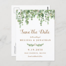 Eucalyptus Greenery trouwt met de datum waarop Briefkaart