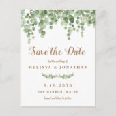 Eucalyptus Greenery trouwt met de datum waarop Briefkaart (Voorkant)
