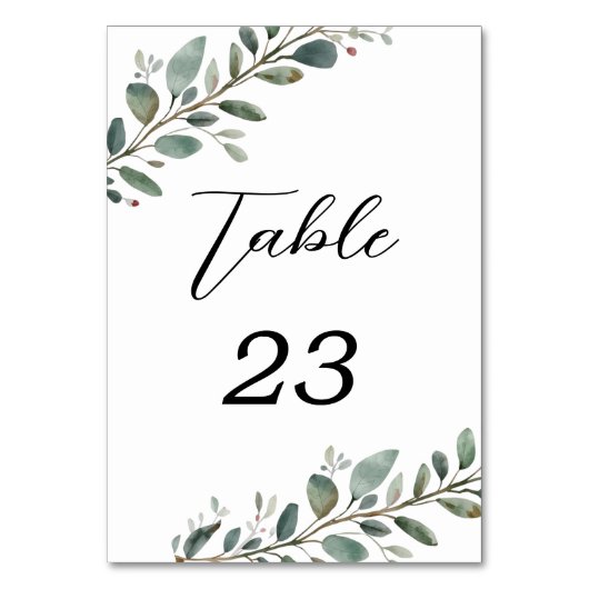 Eucalyptus Greenery Trouwtafelnummers Kaart (Voorkant)