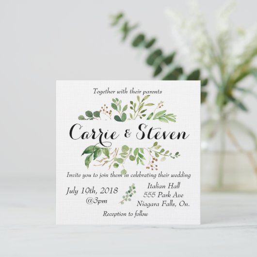 Eucalyptus greenery trouwuitnodiging kaart (Staand voorkant)