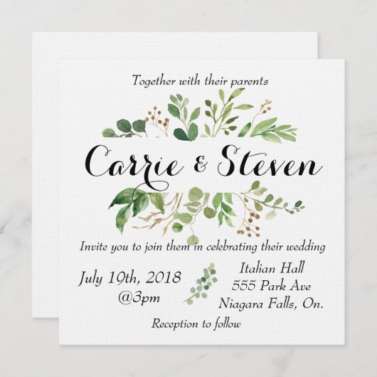 Eucalyptus greenery trouwuitnodiging kaart (Voorkant / Achterkant)