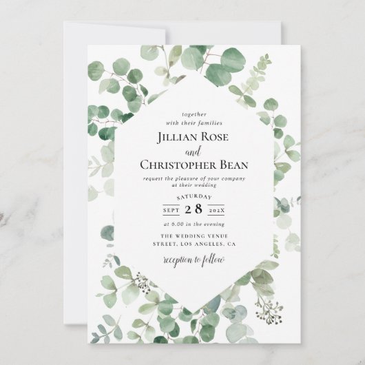 eucalyptus greenery trouwuitnodiging kaart (Voorkant)