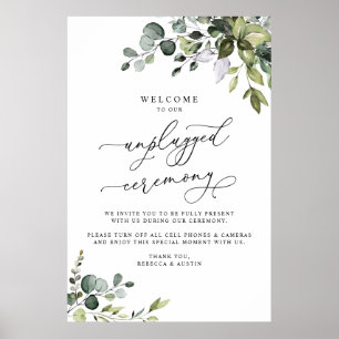 Eucalyptus Greenery Unplugged Wedding Ceremony Poster