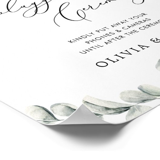 Eucalyptus Greenery Unplugged Wedding Ceremony Poster (Hoek)