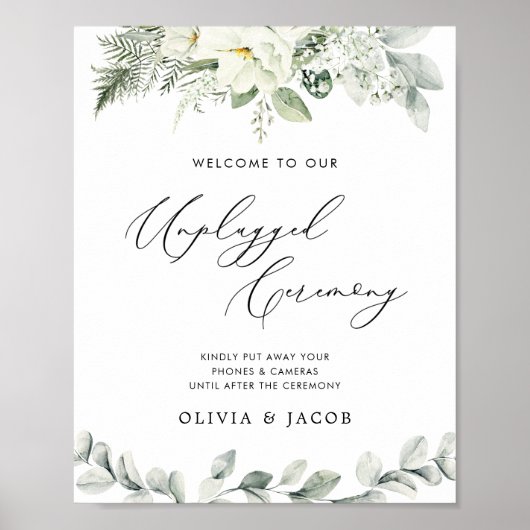 Eucalyptus Greenery Unplugged Wedding Ceremony Poster (Voorkant)