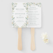 Eucalyptus Greenery verlaat het huwelijksprogramma Handwaaier (Voorkant en achterkant)