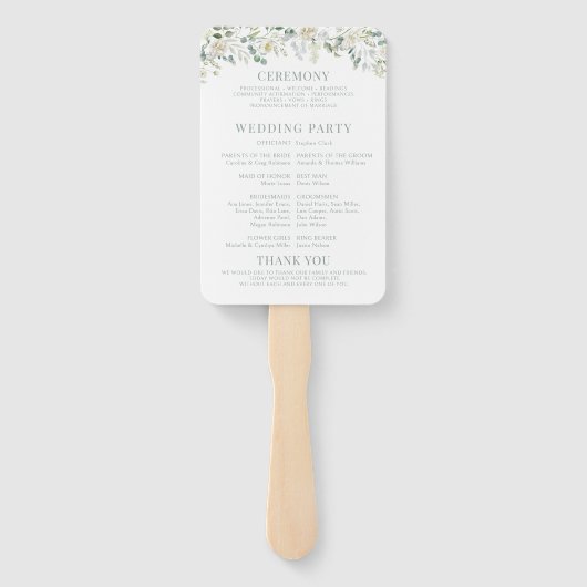 Eucalyptus Greenery verlaat het huwelijksprogramma Handwaaier (Achterkant)