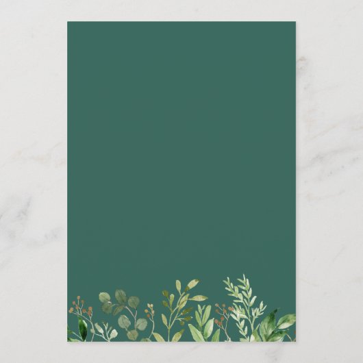 Eucalyptus Greenery verlaat Lijst bruiloft Menu (Achterkant)