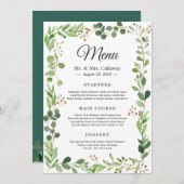 Eucalyptus Greenery verlaat Lijst bruiloft Menu (Voorkant / Achterkant)