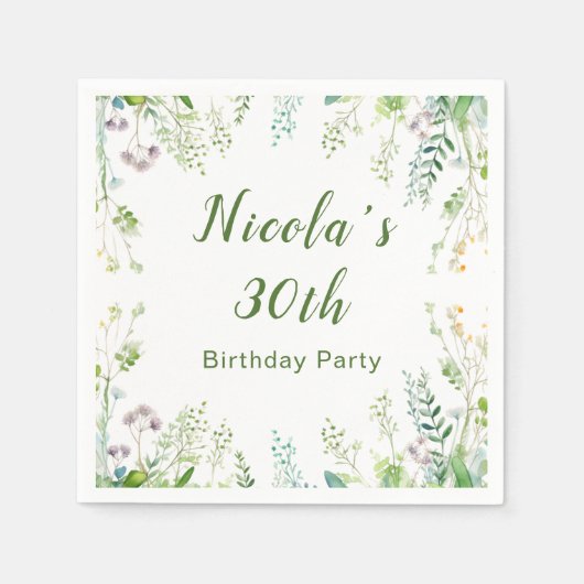 Eucalyptus Greenery verlaat verjaardagsfeestje Servet (Voorkant)