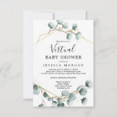 Eucalyptus Greenery Virtual Baby shower Invitation Kaart (Voorkant)
