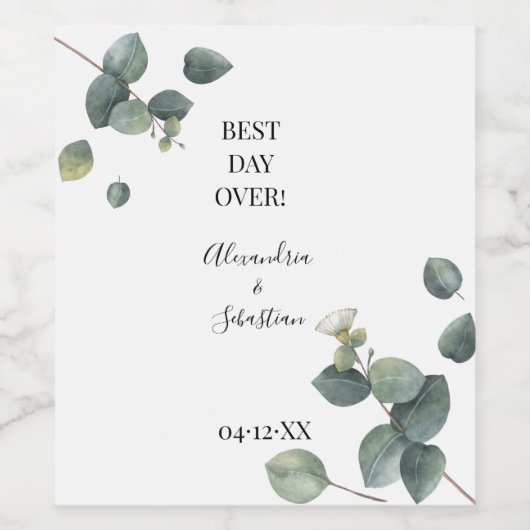 Eucalyptus Greenery Vrijgezellenfeest Couples Wijn Etiket (Enkel label)