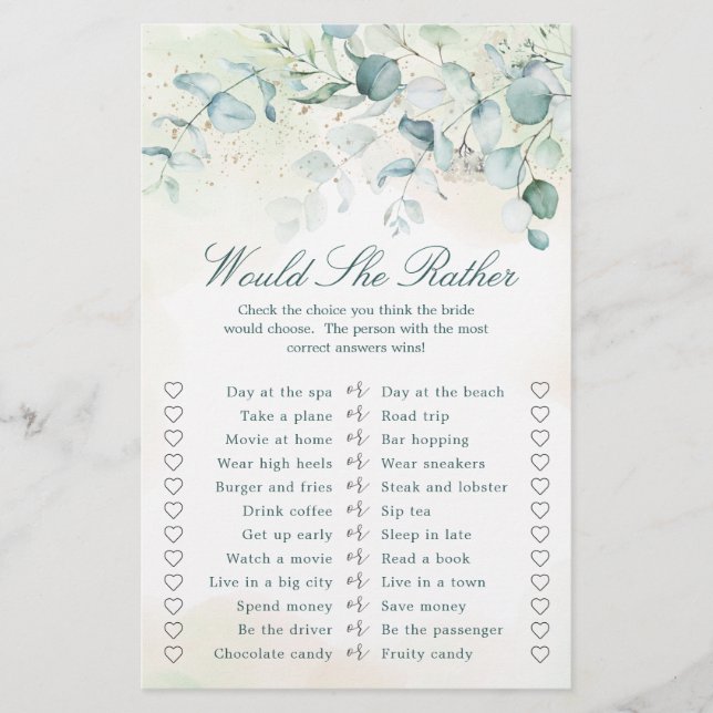 Eucalyptus Greenery Vrijgezellenfeest Game (Voorkant)