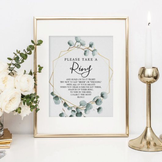 Eucalyptus Greenery Vrijgezellenfeest Ring Game Poster