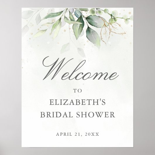 Eucalyptus Greenery Vrijgezellenfeest Welkomstteke Poster (Voorkant)