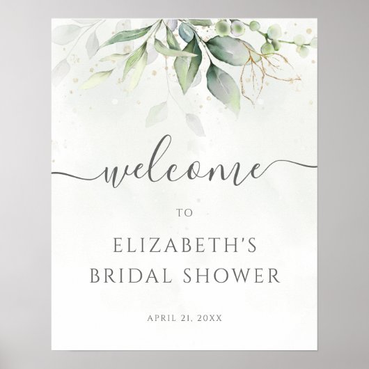 Eucalyptus Greenery Vrijgezellenfeest Welkomstteke Poster (Voorkant)