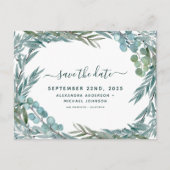 Eucalyptus Greenery Waterverf Bewaar de datum Aankondigingskaart (Voorkant)