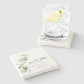 Eucalyptus Greenery Waterverf Bewaar de datum Stenen Onderzetter (Zijkant)