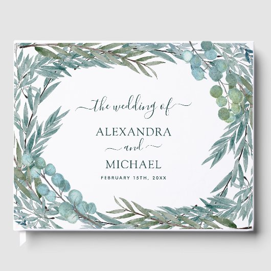 Eucalyptus Greenery Waterverf Botanical Wedding Gastenboek (Voorkant)